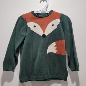 H&M Green Fox Sweater Sz 2-3Y